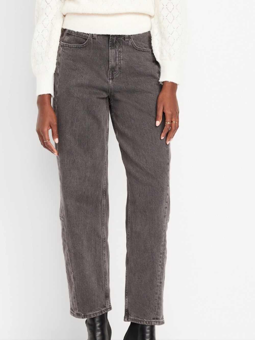 Old Navy High-Waisted Barrel Jeans Gray Wash Size 8 Tall NWOT
